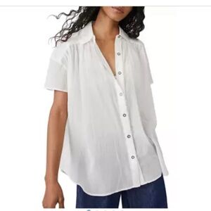Free People We The Free- Float Away Cotton Pleated Shirt